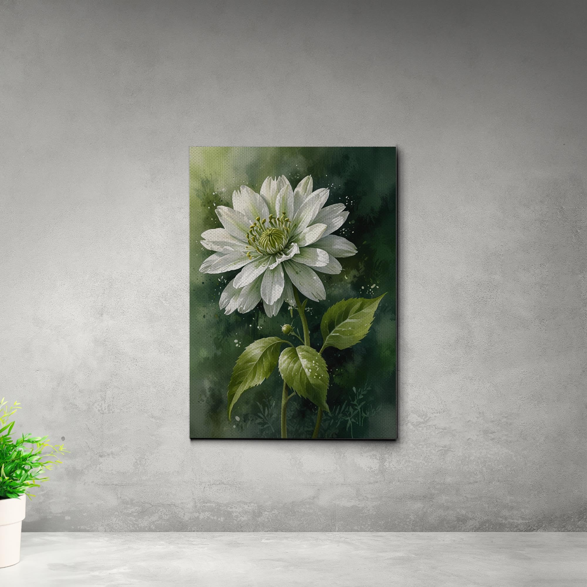 油絵アート（green flower） Amazon.com: CAPITALCURRENT Contemporary Wall Art Decor Sage Flower